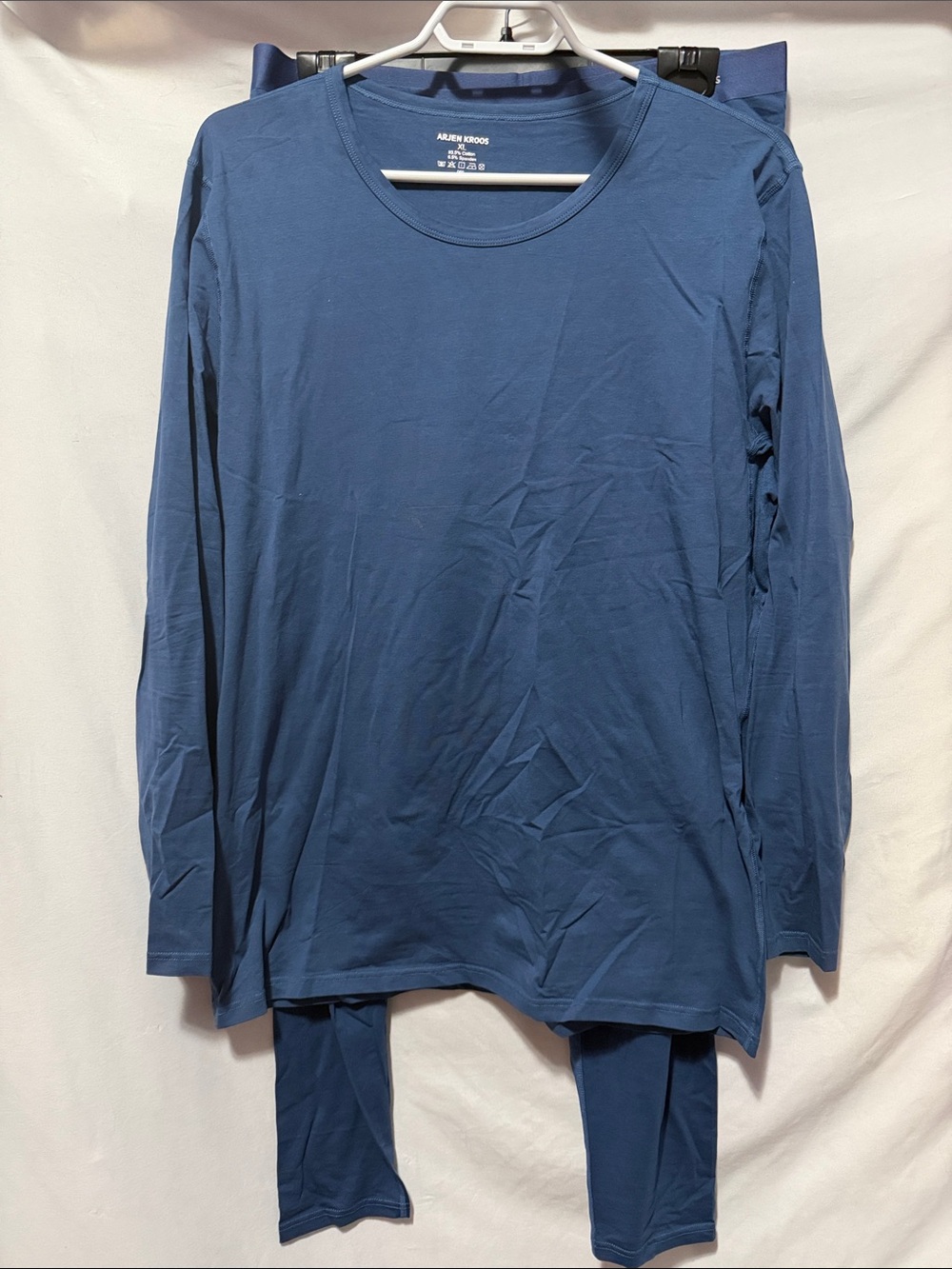 Arjen Kroos Men's Long Sleeve Crew Undershirt in Slate Blue with Pants